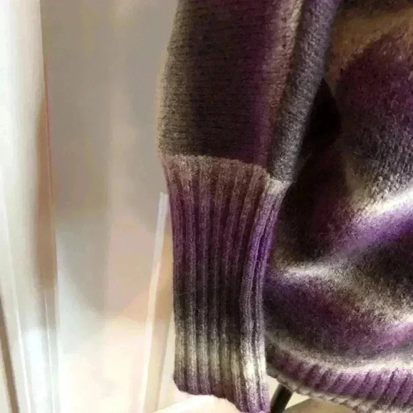 ASA Trading Womens Large Wool Blend Purple white and black sweater Dolman - Picture 2 of 5